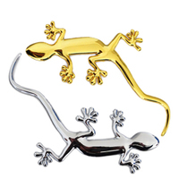 石家墊 金屬壁虎車貼3D立體個(gè)性車貼汽車裝飾貼 汽車用品 大號(hào)銀色